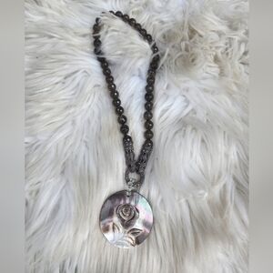 Handcrafted Abalone rose‎ necklace